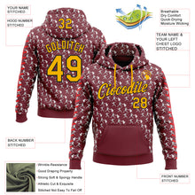Загрузить изображение в средство просмотра галереи, Custom Stitched Burgundy Gold Red Black-White 3D Pattern Design Baseball Game Day Washington Inspired Sports Pullover Sweatshirt Hoodie
