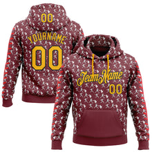 Загрузить изображение в средство просмотра галереи, Custom Stitched Burgundy Gold Red Black-White 3D Pattern Design Baseball Game Day Washington Inspired Sports Pullover Sweatshirt Hoodie