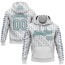 Laden Sie das Bild in den Galerie-Viewer, Custom Stitched White Silver Gray Blue-Midnight Green 3D Pattern Design Baseball Game Day Seattle Inspired Sports Pullover Sweatshirt Hoodie