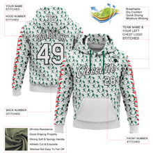 Load image into Gallery viewer, Custom Stitched White Kelly Green Red-Black 3D Pattern Design Baseball Game Day New York Inspired Sports Pullover Sweatshirt Hoodie