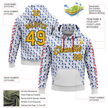 Laden Sie das Bild in den Galerie-Viewer, Custom Stitched White Gold Thunder Blue Red-Black 3D Pattern Design Baseball Game Day Los Angeles Inspired Sports Pullover Sweatshirt Hoodie