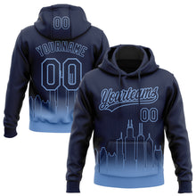 Load image into Gallery viewer, Custom Stitched Navy Light Blue 3D Gradient Fashion Chicago City Edition Sports Pullover Sweatshirt Hoodie