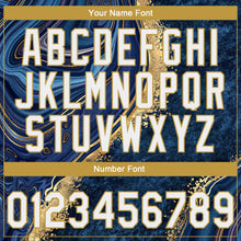 Load image into Gallery viewer, Custom Stitched Navy White-Old Gold 3D Pattern Design Abstract Marble Sports Pullover Sweatshirt Hoodie