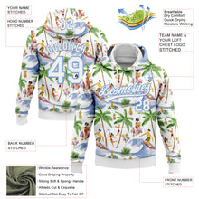 Load image into Gallery viewer, Custom Stitched White Light Blue 3D Hawaii Palm Trees Sports Pullover Sweatshirt Hoodie