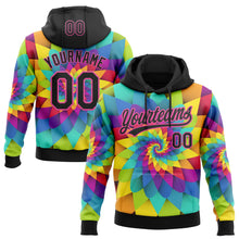 Load image into Gallery viewer, Custom Stitched Rainbow Black-Pink 3D Pattern Design Abstract Sports Pullover Sweatshirt Hoodie