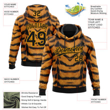 Laden Sie das Bild in den Galerie-Viewer, Custom Stitched Brown Black-Gold 3D Pattern Design Tiger Print Sports Pullover Sweatshirt Hoodie
