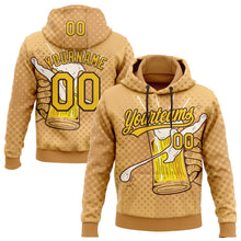 Laden Sie das Bild in den Galerie-Viewer, Custom Stitched Brown Yellow-Black 3D Pattern Design Let's Drink Beer Festival Sports Pullover Sweatshirt Hoodie