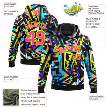 Load image into Gallery viewer, Custom Stitched Graffiti Pattern Pink-Lakes Blue 3D Abstract Geometric Sports Pullover Sweatshirt Hoodie