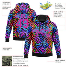 Laden Sie das Bild in den Galerie-Viewer, Custom Stitched Graffiti Pattern Hot Pink-Sky Blue 3D Abstract Geometric Sports Pullover Sweatshirt Hoodie