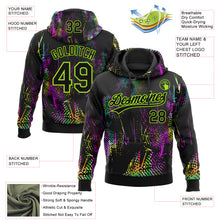 Charger l'image dans la galerie, Custom Stitched Black Neon Green 3D Pattern Design Abstract Neon Street Style Sports Pullover Sweatshirt Hoodie