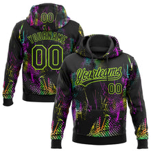 Charger l'image dans la galerie, Custom Stitched Black Neon Green 3D Pattern Design Abstract Neon Street Style Sports Pullover Sweatshirt Hoodie