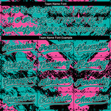 Load image into Gallery viewer, Custom Stitched Black Pink Aqua-White 3D Pattern Design Abstract Splatter Sports Pullover Sweatshirt Hoodie