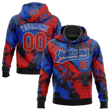 Laden Sie das Bild in den Galerie-Viewer, Custom Stitched Black Red Thunder Blue-White 3D Pattern Design Abstract Splatter Sports Pullover Sweatshirt Hoodie