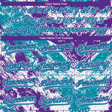 Load image into Gallery viewer, Custom Stitched White Teal Purple-White 3D Pattern Design Abstract Splatter Sports Pullover Sweatshirt Hoodie
