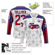 Charger l'image dans la galerie, Custom White Red-Royal American Flag Hockey Lace Neck Jersey