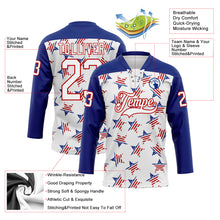 Charger l'image dans la galerie, Custom White Royal-Red American Flag Hockey Lace Neck Jersey
