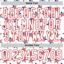 Charger l'image dans la galerie, Custom White Royal-Red American Flag Hockey Lace Neck Jersey