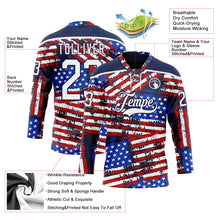 Charger l'image dans la galerie, Custom Navy White Red-Royal American Flag Grunge Hockey Lace Neck Jersey