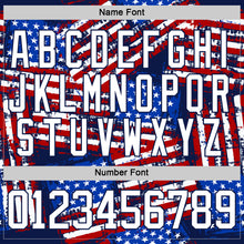 Charger l'image dans la galerie, Custom Navy White Red-Royal American Flag Grunge Hockey Lace Neck Jersey