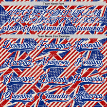 Charger l'image dans la galerie, Custom Royal Red Cream-White American Flag Grunge Hockey Lace Neck Jersey