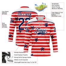 Charger l'image dans la galerie, Custom White Navy Red-White American Flag Hockey Lace Neck Jersey