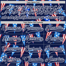 Загрузить изображение в средство просмотра галереи, Custom Navy Red Royal-White American Flag Hockey Lace Neck Jersey