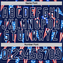 Загрузить изображение в средство просмотра галереи, Custom Navy Red Royal-White American Flag Hockey Lace Neck Jersey