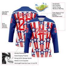Charger l'image dans la galerie, Custom Royal Fire Red-White American Flag Hockey Lace Neck Jersey