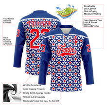 Загрузить изображение в средство просмотра галереи, Custom Royal Fire Red-White American Flag Hockey Lace Neck Jersey