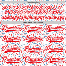 Charger l'image dans la galerie, Custom White Fire Red-Royal American Flag Fireworks Hockey Lace Neck Jersey