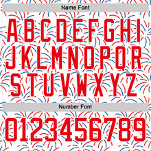Charger l'image dans la galerie, Custom White Fire Red-Royal American Flag Fireworks Hockey Lace Neck Jersey