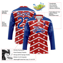 Charger l'image dans la galerie, Custom Red Royal-White American Flag Hockey Lace Neck Jersey