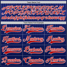 Загрузить изображение в средство просмотра галереи, Custom Navy Red Royal-White American Flag Hockey Lace Neck Jersey