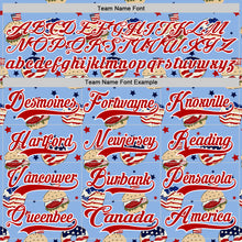 Charger l'image dans la galerie, Custom Light Blue Red-White American Flag Hockey Lace Neck Jersey