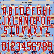 Charger l'image dans la galerie, Custom Light Blue Red-White American Flag Hockey Lace Neck Jersey