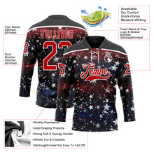 Charger l'image dans la galerie, Custom Black Red-White American Flag Hockey Lace Neck Jersey