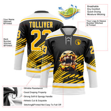 Laden Sie das Bild in den Galerie-Viewer, Custom Black Yellow-White 3D Pattern Design Foodie Funny Hamberger Hockey Lace Neck Jersey