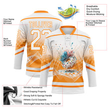 Загрузить изображение в средство просмотра галереи, Custom White Bay Orange 3D Pattern Design Foodie Funny Donuts Hockey Lace Neck Jersey