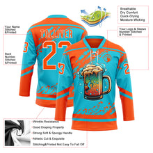 Laden Sie das Bild in den Galerie-Viewer, Custom Lakes Blue Orange-White 3D Pattern Design Foodie Funny Beer Hockey Lace Neck Jersey