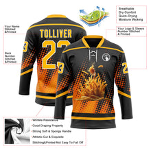 Load image into Gallery viewer, Custom Black Gold-White 3D Pattern Design Foodie Funny Fries Hockey Lace Neck Jersey
