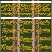 Charger l'image dans la galerie, Custom Olive Brown Cream Gold-White 3D Pattern Design Stripe Hockey Lace Neck Jersey