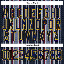 Загрузить изображение в средство просмотра галереи, Custom Black Navy Red Gold-White 3D Pattern Design Stripe Hockey Lace Neck Jersey