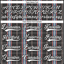 Load image into Gallery viewer, Custom Black White Red-Blue 3D Pattern Design Stripe Hockey Lace Neck Jersey