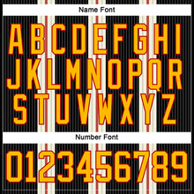 Load image into Gallery viewer, Custom Black Gold Cream-Red 3D Pattern Design Stripe Hockey Lace Neck Jersey