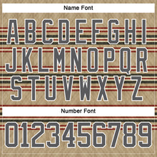 Load image into Gallery viewer, Custom Old Gold Steel Gray Red Cream-White 3D Pattern Design Stripe Hockey Lace Neck Jersey