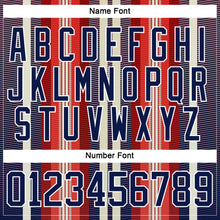 Laden Sie das Bild in den Galerie-Viewer, Custom Red Navy Cream-White 3D Pattern Design Stripe Hockey Lace Neck Jersey