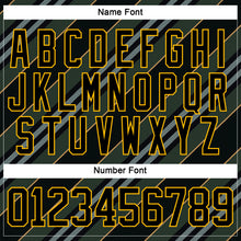 Load image into Gallery viewer, Custom Black Gold-White 3D Pattern Design Stripe Hockey Lace Neck Jersey