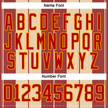 Laden Sie das Bild in den Galerie-Viewer, Custom Red Cream Gold-White 3D Pattern Design Stripe Hockey Lace Neck Jersey