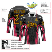 Загрузить изображение в средство просмотра галереи, Custom Black Brown Pink Yellow-White 3D Abstract Pattern Graphic Cyber Mecha E-sport Hockey Lace Neck Jersey