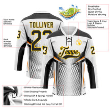 Laden Sie das Bild in den Galerie-Viewer, Custom White Black Yellow-Orange 3D Abstract Pattern Graphic Cyber Mecha E-sport Hockey Lace Neck Jersey